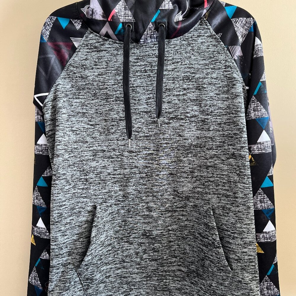 Empyre Pull Over Hoodie Grey With Triangle Geometric Sleeves Lg WNTR COLLECTION